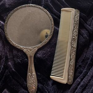Vintage Silverplated Hand Mirror and Comb Set
